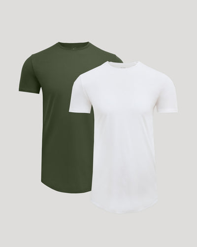 Tall Pima Cotton Blend Curved Hem Crew