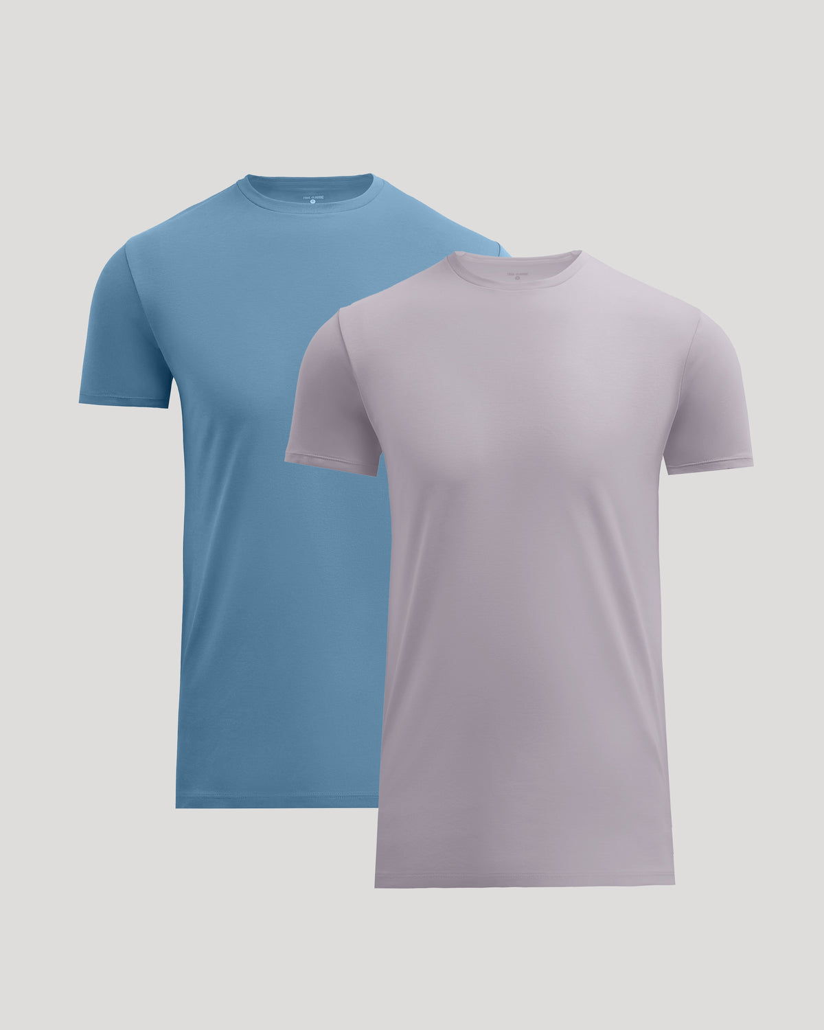 Tall Pima Cotton Blend Crew 2-Pack with blue and lavender short sleeve crew shirts for mens basics