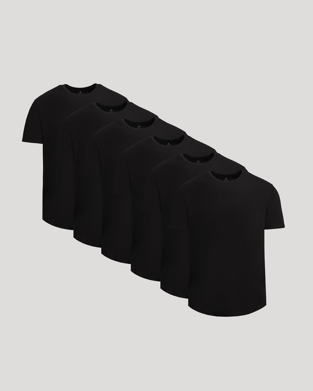 All Black Short Classic Curved Hem Crew 6-Pack