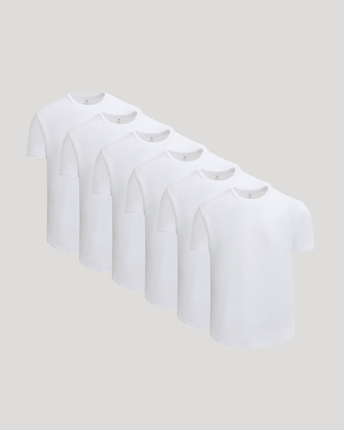 All White Short Classic Curved Hem Crew 6-Pack