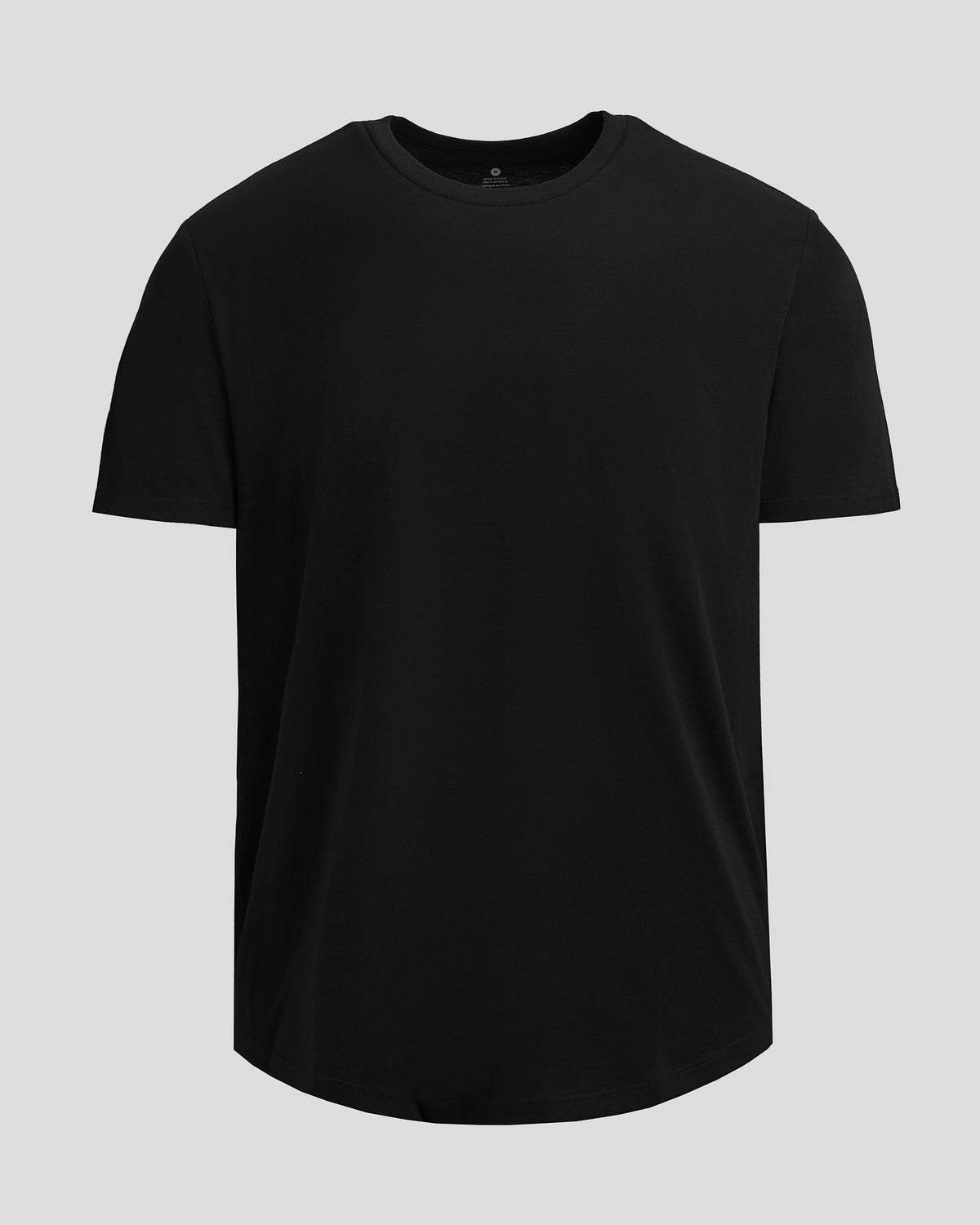 Black Short Classic Curved Hem Crew