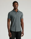 Man wearing Neutral Short Sleeve Comfort Knit Shirt, showcasing its casual style.