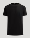 Black t-shirt on a light gray background