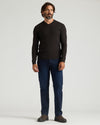Man wearing Staple Dressy V-Neck Sweater 3-Pack in black.