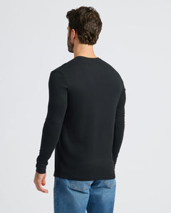 True ClassicBlack & White Classic Long Sleeve Crew Neck 10-Pack, back view on model.