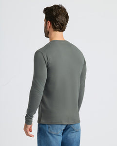 True ClassicMan in Carbon Classic Long Sleeve Crew Neck, rear view.