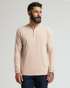 True ClassicMan wearing a beige long-sleeve shirt against a plain background