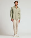 Male model in Mossy Oak Long Sleeve Linen Shirt.