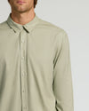 Mossy Oak Long Sleeve Linen Shirt on male model's upper body.