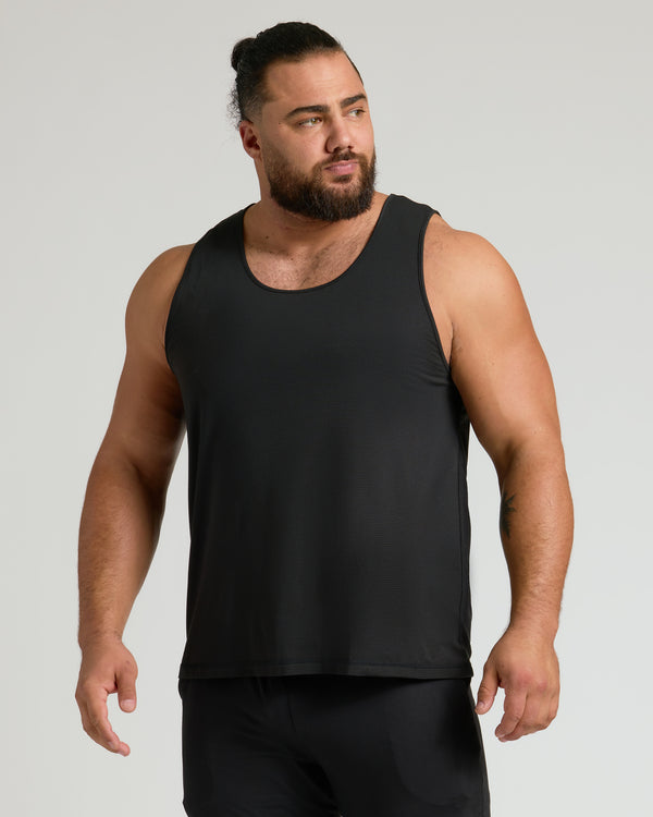 Variety Activewear 3-Pack modeled by man in black tank and shorts.