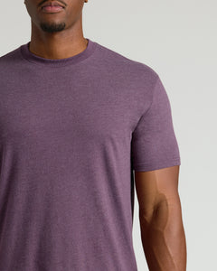 True ClassicDark Heather Plum Tall Straight Hem Crew Neck T-Shirt on male model.