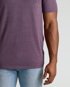 True ClassicV-Neck T-shirt on model, showcasing Dark Heather Plum Tall Classic fit.