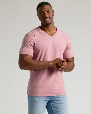 Light Heather Boysenberry Tall Classic V-Neck worn by athletic man.