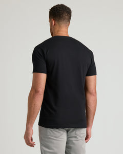 True ClassicBlack Short Sleeve Tall Classic V-Neck 3-Pack worn by freckled man.