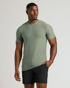 True ClassicHeather Juniper Tall Active Crew Neck 2.0 on athletic man.