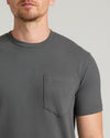 Carbon Tall Heavyweight Pocket Crew with reinforced chest pocket and short sleeves.