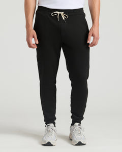 True ClassicBlack Tall Fleece French Terry Joggers with drawstring and cuffed ankles.