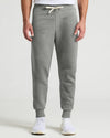 Dark Heather Gray Fleece French Terry Joggers with sneakers and white tee.