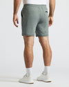 Heather Gray Active Comfort Shorts, mid-thigh length, elastic waistband, studio shot.