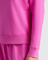 Womens Electric Fuchsia Slouch Pullover Crew with ribbed hem and cuffs.