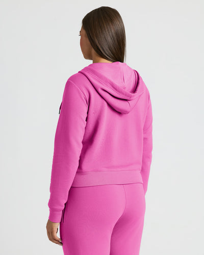 Electric Fuchsia Crop Zip Hoodie & Relaxed Jogger Set
