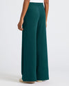 Woman modeling Womens Deep Emerald Waffle Wide Leg Pants, back view.