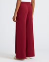 Womens Dark Maroon Waffle Wide Leg Pants, shown from the back.