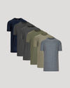 Tall Active Crew 6-Pack: seven earth-tone crew-neck T-shirts displayed in a fan.