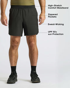 True Classic7 Black Active Training Shorts 2.0 with zippered pockets and stretch waistband.