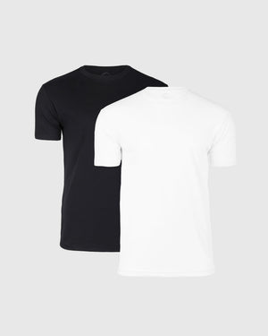 Trial Crew Neck 2-Pack, featuring solid black and white tees.