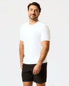 White Short Active Crew Neck