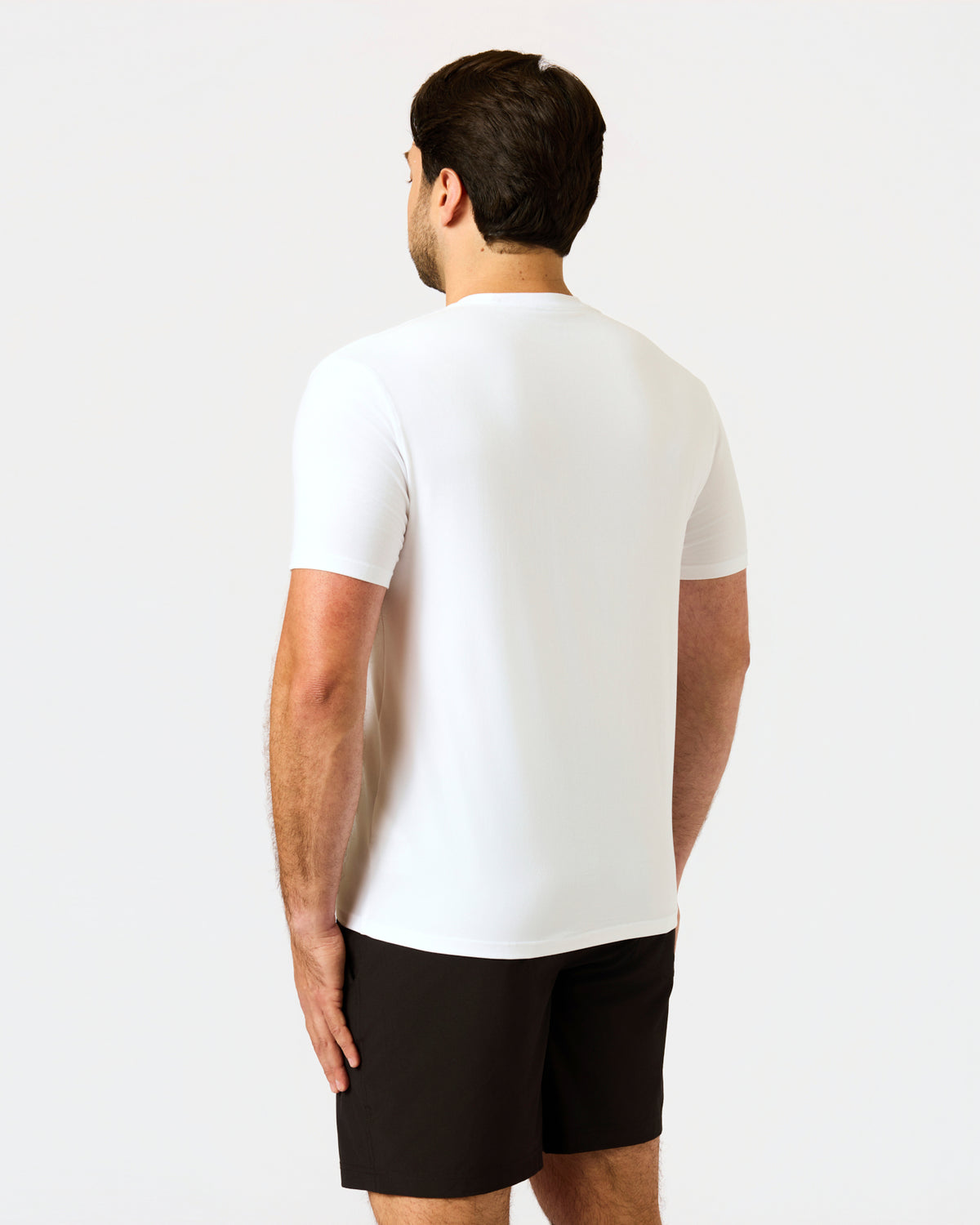 White Short Active Crew Neck