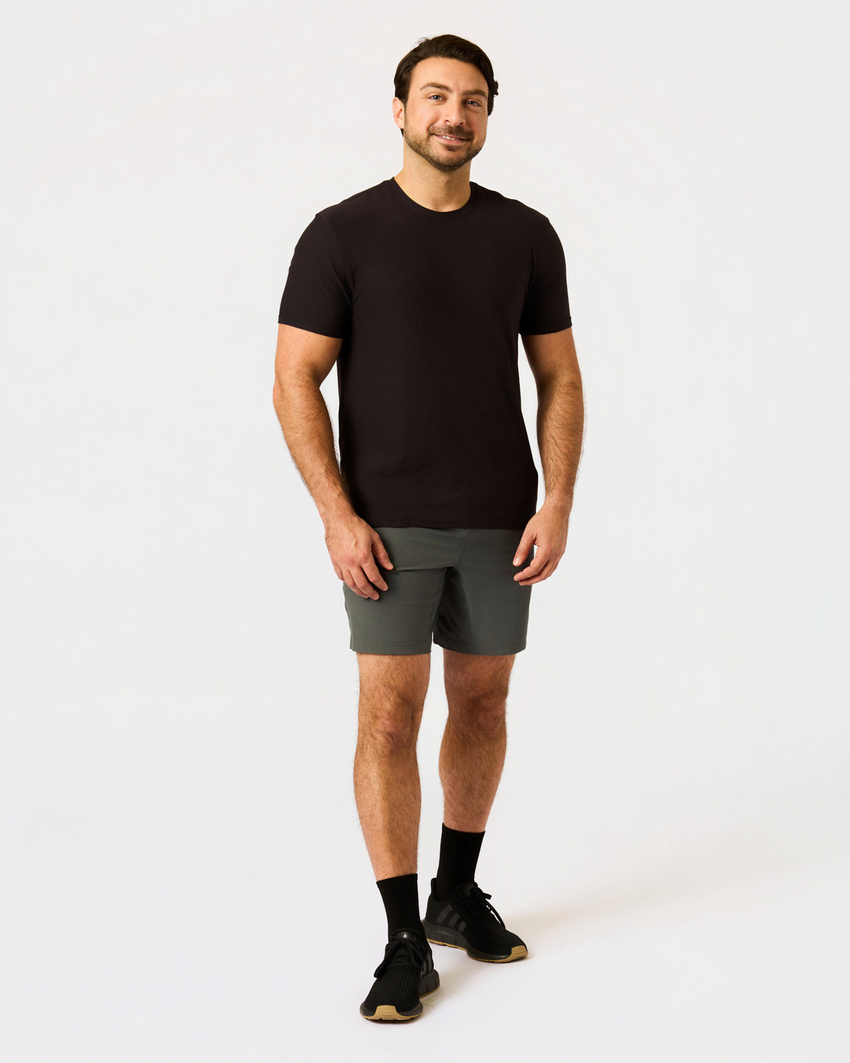Black Short Active Crew Neck