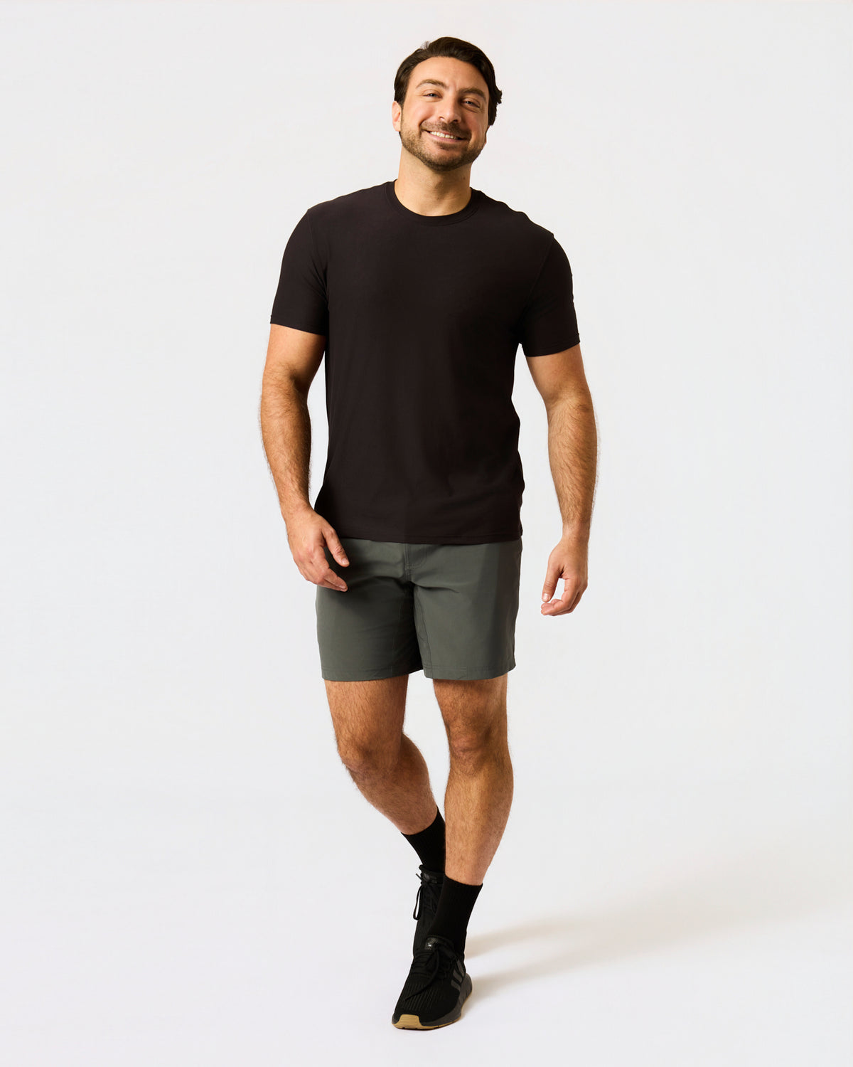 Black Short Active Crew Neck