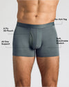 Carbon Boxer Trunks W/ Fly 12-Pack showcasing key comfort features.