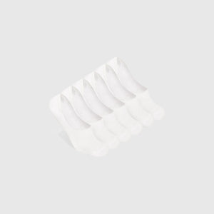 True ClassicWhite Never Show Socks 3-Pack, fanned, featuring seamless toe and rubber stopper.