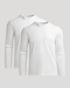 White Heavyweight Long Sleeve Pocket Crew 2-Pack, featuring one shirt with chest pocket.