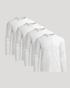 White Heavyweight Long Sleeve Pocket Crew 4-Pack neatly displayed.