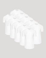 All White Curved Hem Classic Crew Neck 10-Pack