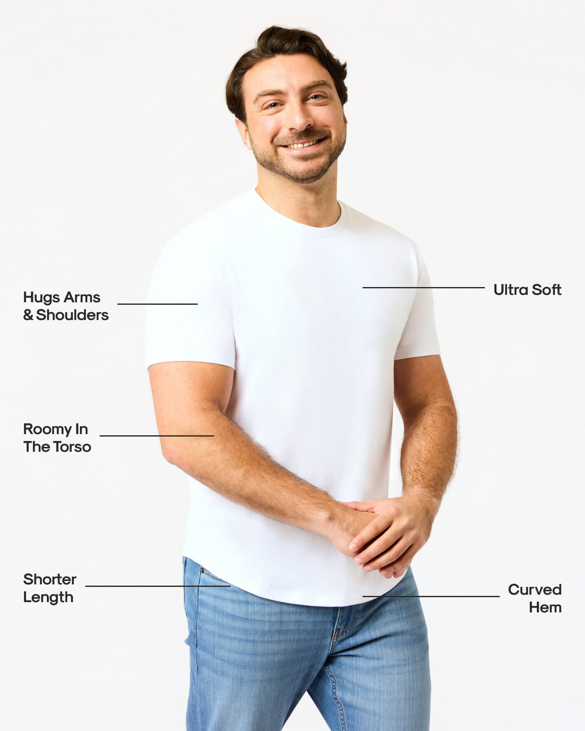 All White Short Classic Curved Hem Crew 10-Pack