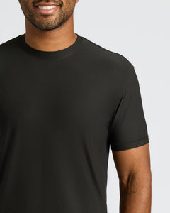 True ClassicMan wearing Black Active Crew Neck Tee with visible tattoo on arm.