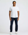 Man in All White Curved Hem Classic Crew Neck T-shirt.