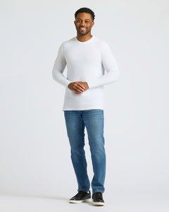 True ClassicMan wearing All White Long Sleeve Crew Neck 3-Pack.
