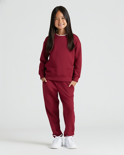 Dark Maroon Slouch Pullover Crew & Relaxed Jogger Set