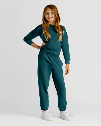 Deep Emerald Slouch Pullover Crew & Relaxed Jogger Set