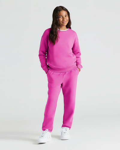 Electric Fuchsia Slouch Pullover Crew & Relaxed Joggers Set