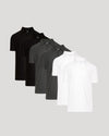 Active Polos 6-Pack shows six mens short sleeve polo shirts in black charcoal gray and white for versatile everyday basics