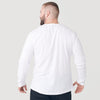 Back view of man wearing White Classic Long Sleeve Henley.