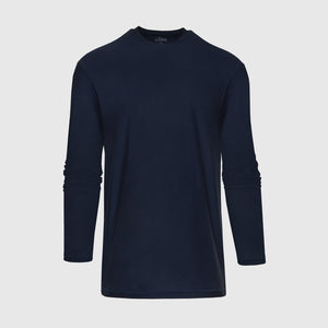 True ClassicNavy Active Long Sleeve Crew T-Shirt, laid flat on neutral background.