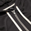 Carbon Fleece French Terry Zip Hoodie with metal zipper and off-white drawcords.